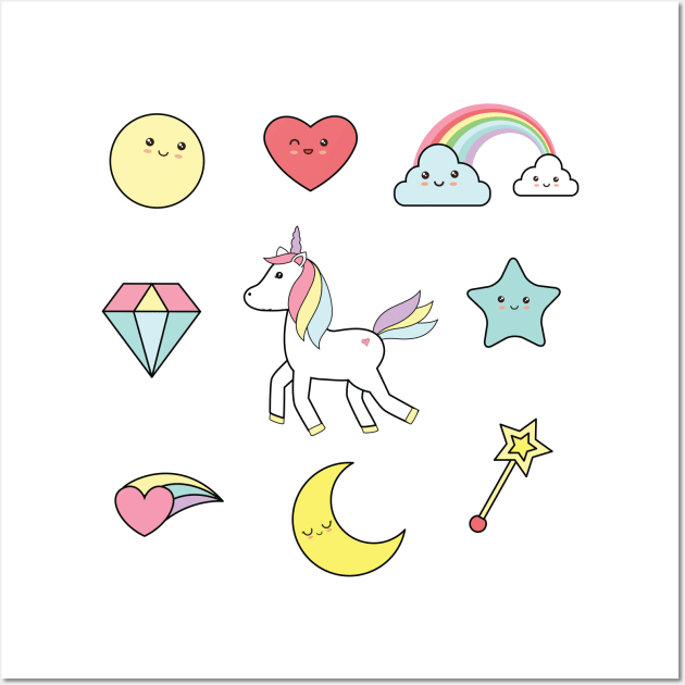 Unicorn and friends Wall Art by grafart